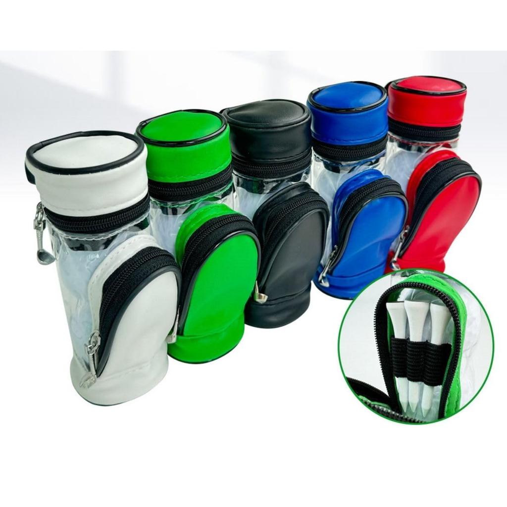 [Kab.M] Golf Ball Case for 3 Golf Club Case Style Leather Pouch Golf Tee Holder Golf Equipment Marker (Blue)