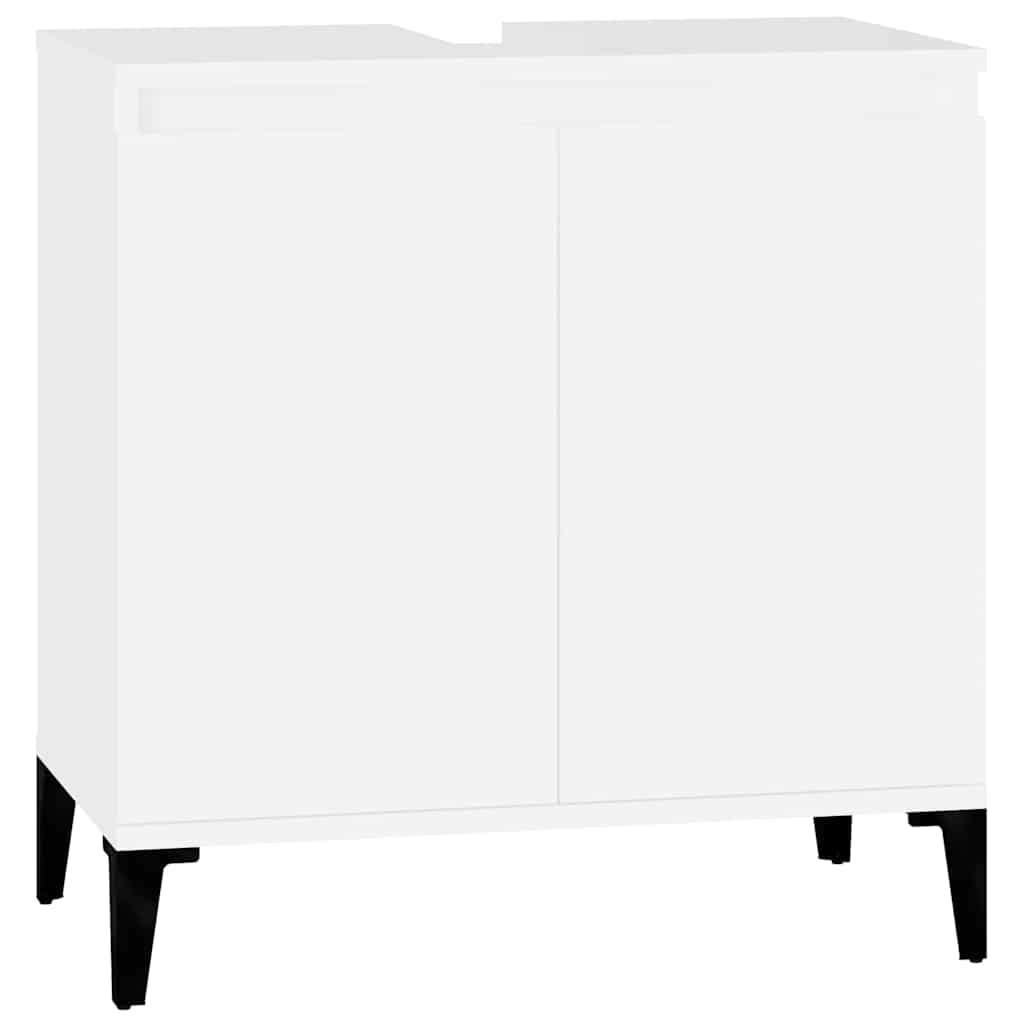 White Bathroom Vanity Cabinet 58 X 33 X 60 Cm Engineered Wood