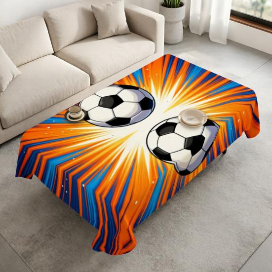 Soccer Tablecloth for Birthday Party Decoration, Soccer Ball Field Rectangle Table Cover for Dining Room, Game Day Sports Party Supplies