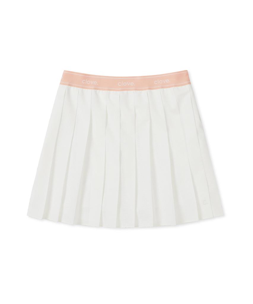 Clove [25Ss Clove] Light Mesh Pleated Skirt (White)