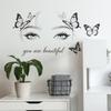 Beautiful Eyes English Sign for Bathroom, Home Decorative Wall Cling for Wall Beautification