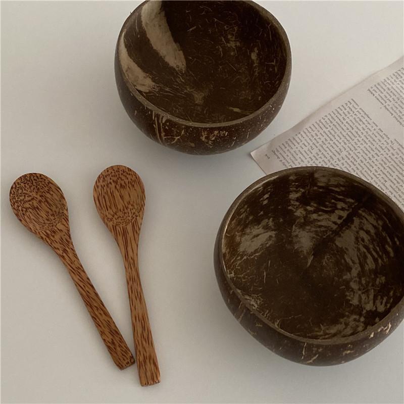 Niche Creative Coconut Bowl Coconut Spoon Yogurt Salad Bowl Wind Blogger With The Same Fruit Bowl Big Belly Bowl