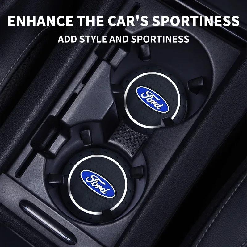 1/2PCS Non-Slip Car Cup Coaster Drink Cup Holder Anti-slip Pad For Ford Ecosport Edge Figo Flex Focus Fusion Fiesta Accessories