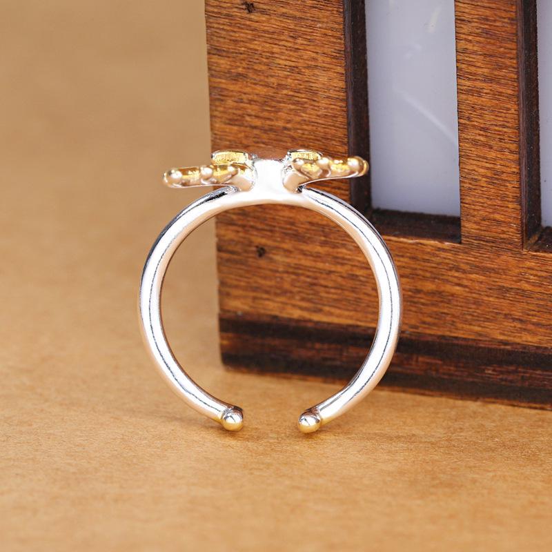 Creative Gold Christmas Reindeer Sterling Silver Women's Ring