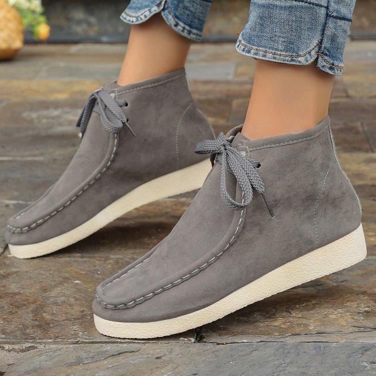 Casual large-size high-top women's shoes autumn new comfortable soft-soled lace-up single shoes