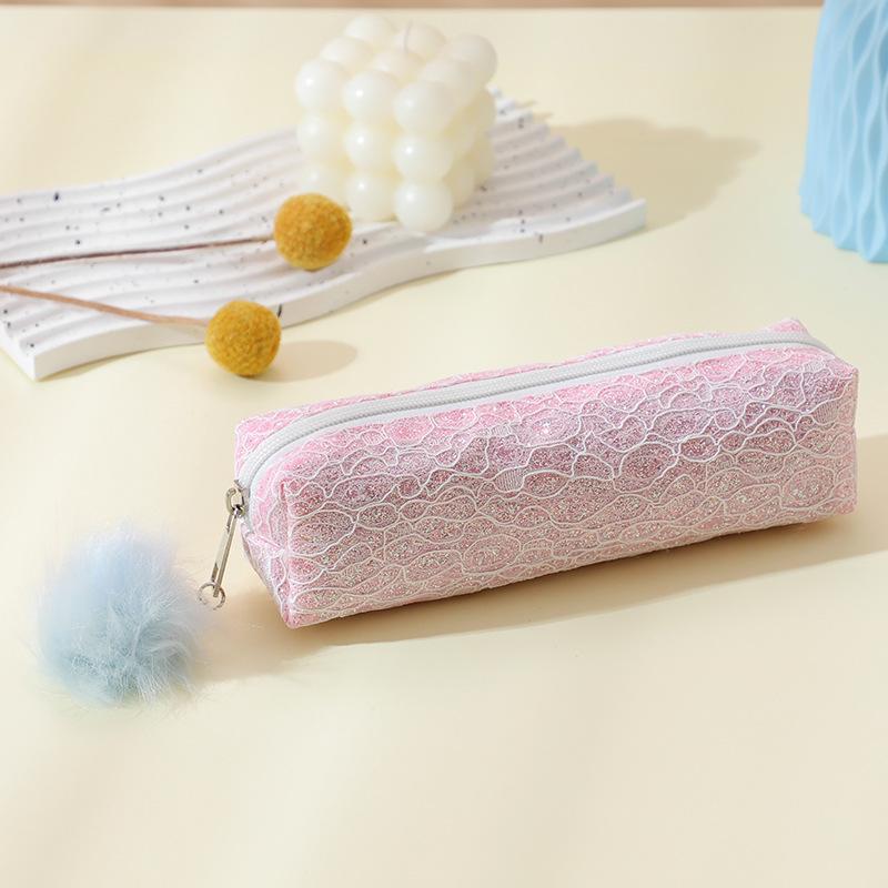 Rainbow Sparkle Sequin Pencil Case: Colorful, Glittery Storage for Students and Makeup Essentials розовый