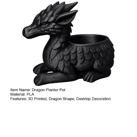 3D Printed Dragon Planter Pot Mini Succulents Herb Plants Flower Pot Indoor Outdoor