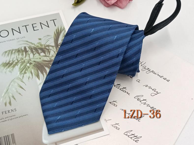 Men's Easy-Pull Knot-Free 8cm Striped Black Zipper Tie