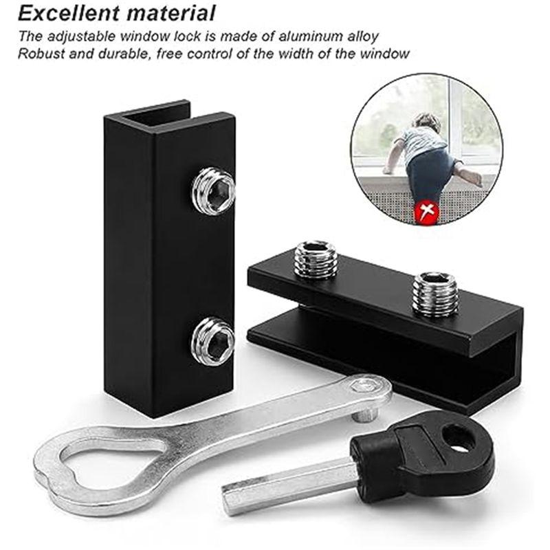 A84X-Black Window Locks 4 PCS Sliding Adjustable Window Safety Locks Perfect For Vertical Windows And Sliding Doors Garage Door
