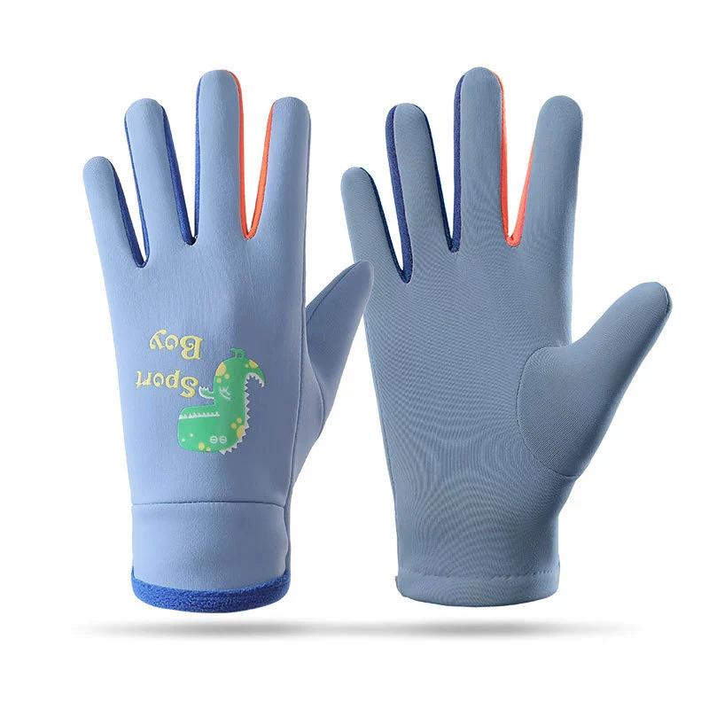 Winter Children Plush Warm Gloves Boys Girls Kids Outdoor Windproof Skiing Cycling Gloves Glow Students Toddler Cycling Mittens