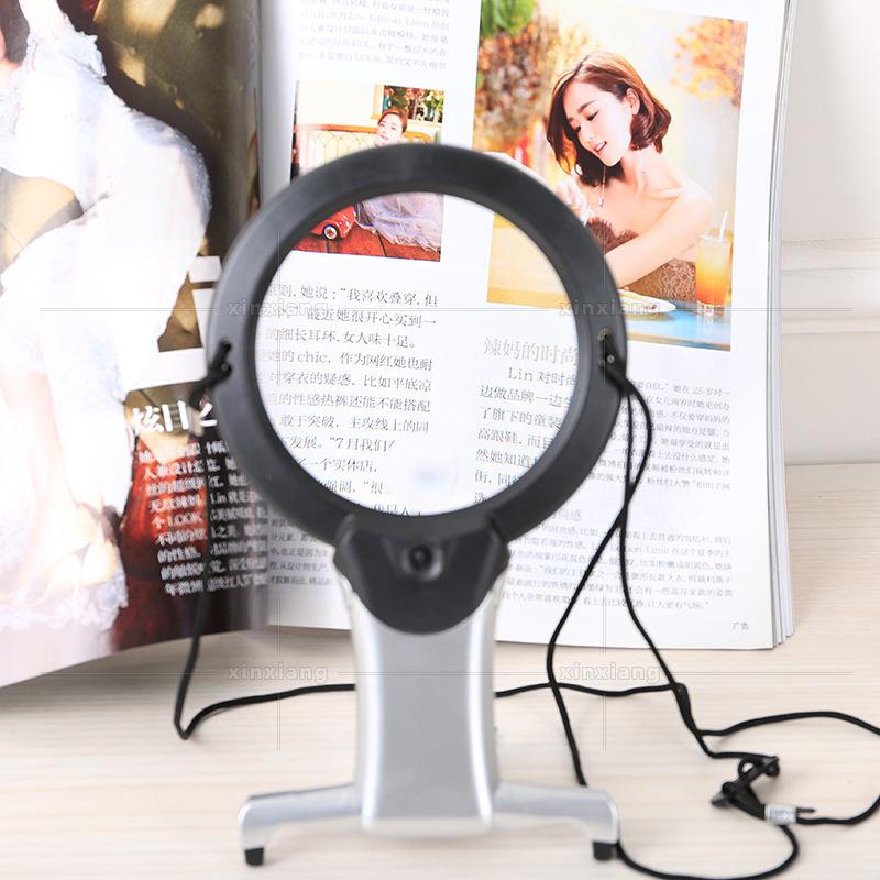 

2.5X 6X New Neck Handheld Desktop Large Lens Magnifier with 2 Led Lights Portable Hd Magnifier Elderly Reading Jewellery 2.5x 6x