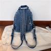 Denim Backpack for Women – Vintage Washed Jeans Style School Bag – Perfect for Casual Wear & Campus Life