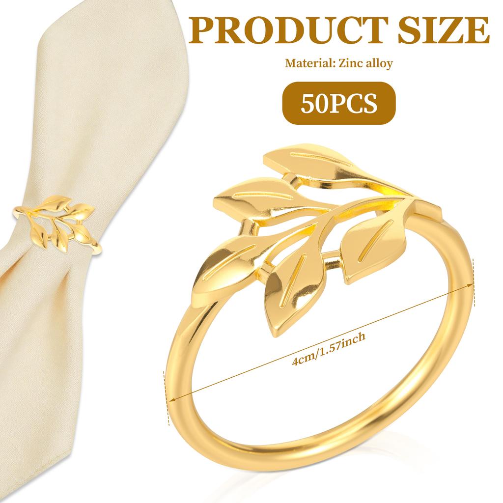 50/100Pc Napkin Rings Gold Table Napkins Holder Reusable Napkin Ring Holder Exquisite Napkins Ring Set for Hotel Home Decoration