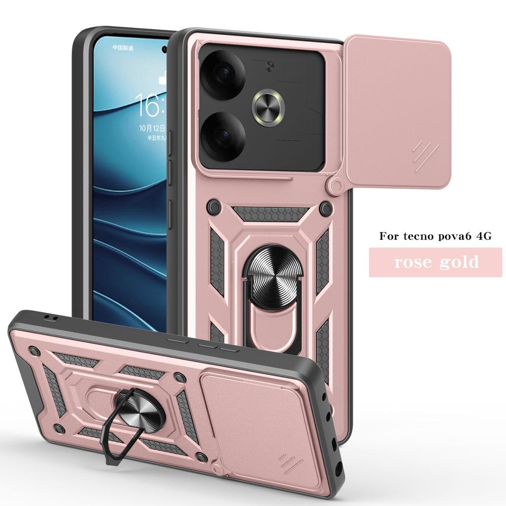 For Tecno Pova 6 Case Tecno Pova 6 Pro Cover Pova 6 Pro 5G Magnetic Ring Holder Armor Phone Case Slide Camera Protect Back Cover