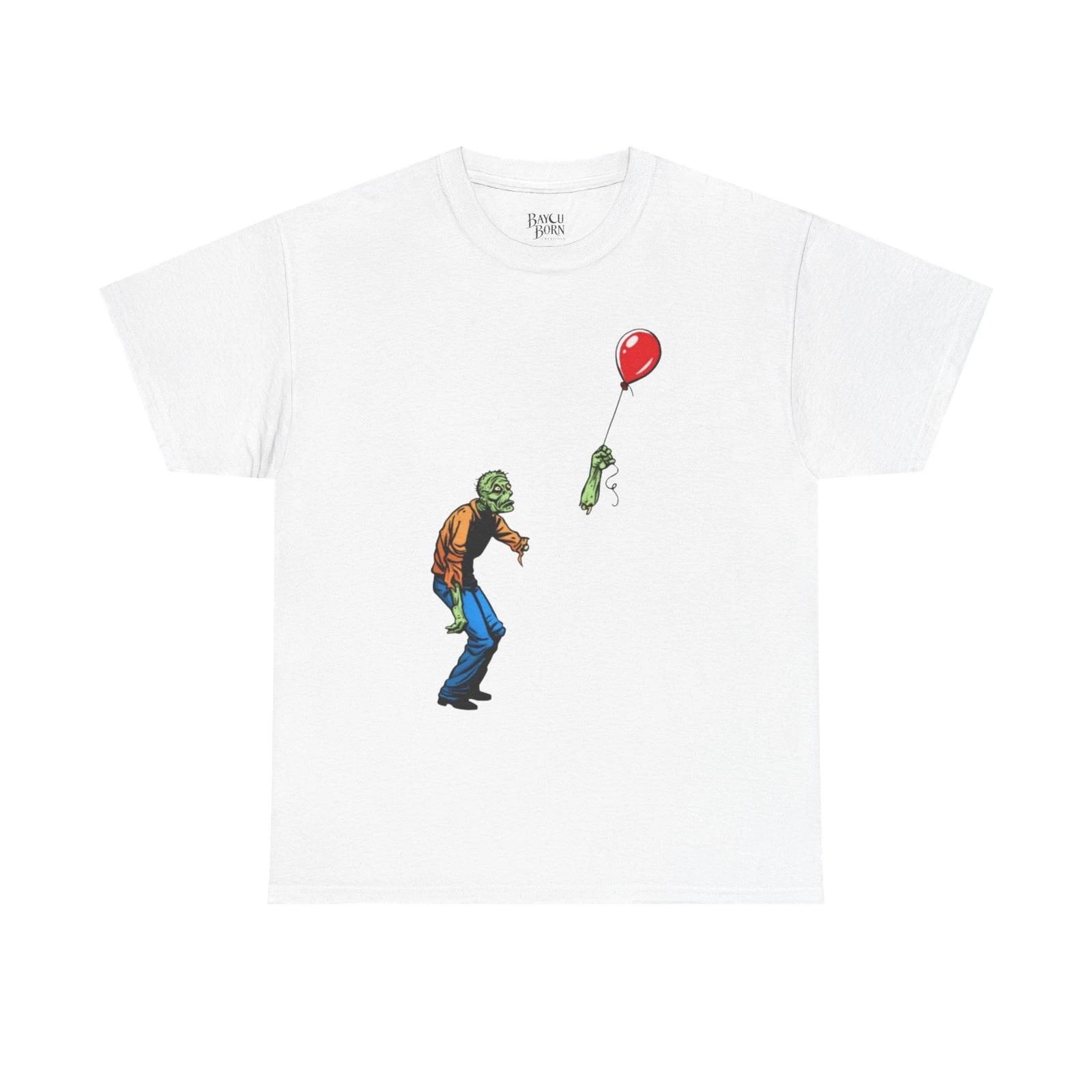

Zombie Reaching for Red Balloon T-Shirt | Horror, Cute Creepy Illustration 3XL