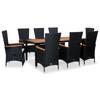Day and Night - Day and Night 9-piece Garden Dining Set and Black Synthetic Rattan Cushions