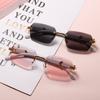 Luxury Rimless Sunglasses Women Fashion Square Sun Glasses Tint Color Printed Leg Men Travel Casual Shades