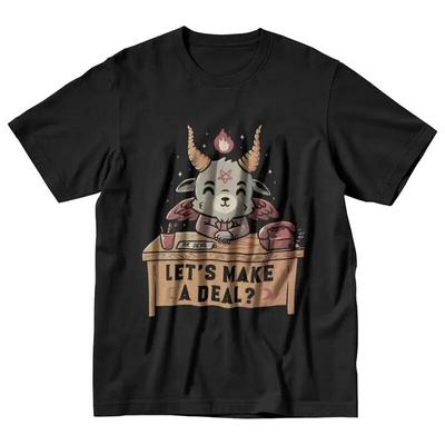 Camisetas Gráficas Kawaii de Demônio Satânico Camiseta Engraçada de Bode Hail Baphomet Horror Engraçado Maligno Camiseta Unissex Feminina Verão XS-4XL Camisetas