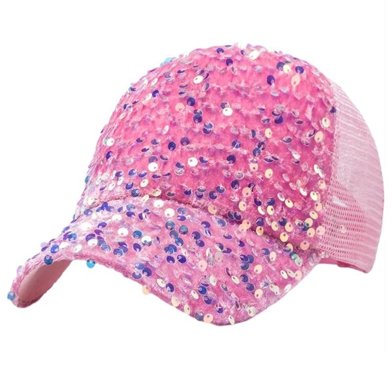 Eye-Catching Sequins Trucker Hat for Girls Women Adjustable Casual Hat for Outdoor Sequined Stylish Headwear
