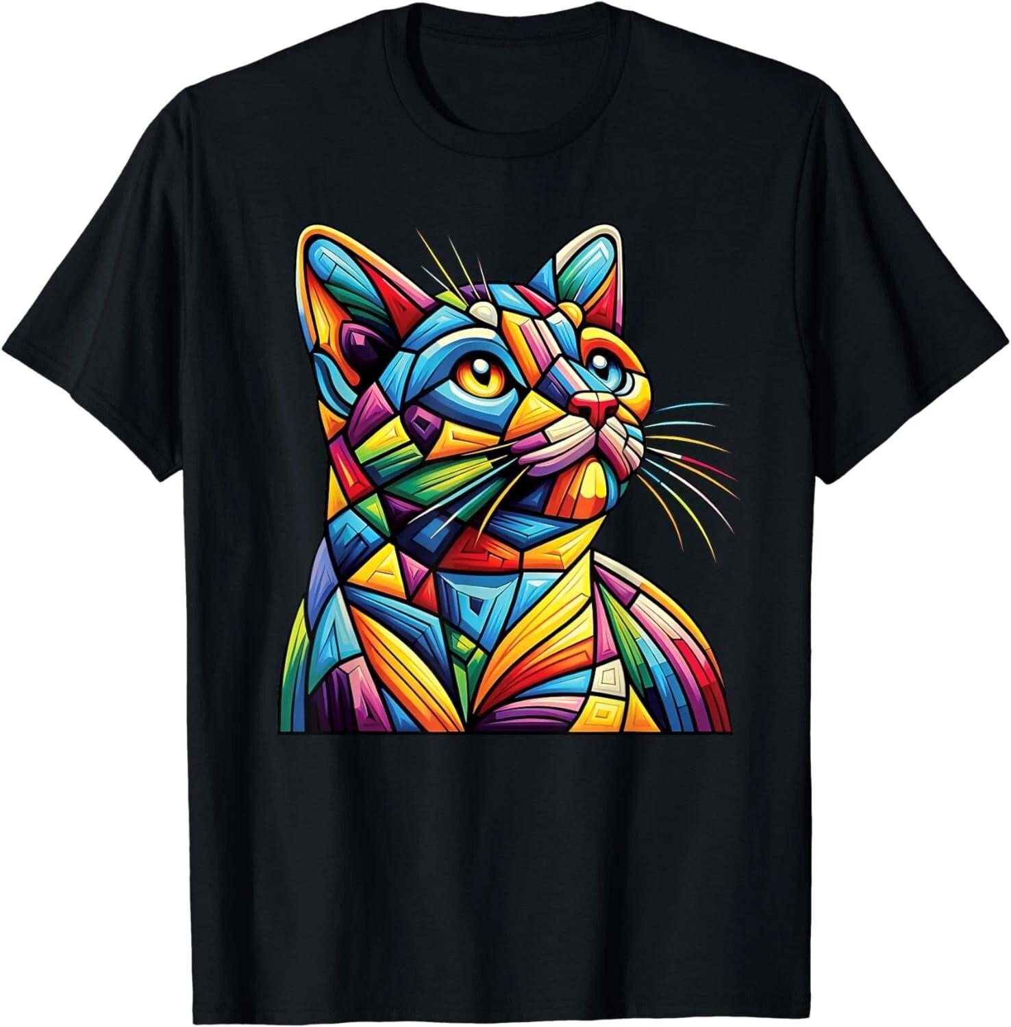

caT-Shirt funny cute art colorful rainbow love cat Gift Unisex T-Shirt M