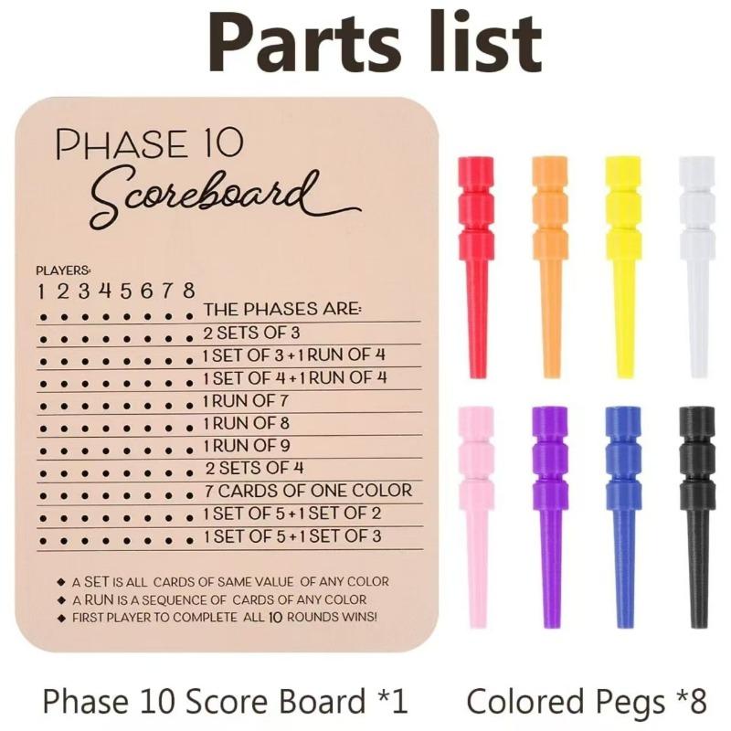 

1 НАБІР Phase10ScoreBoard Табло для Phase 10, Картка для запису очок та Відстежувач раундів 28*21CM