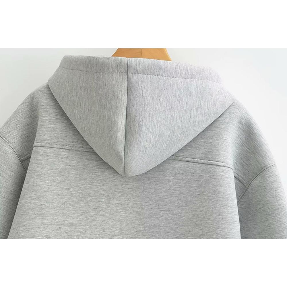 202 European and American Winter Retro Sweater Zipper Sweatshirt Fashion Long Sleeve Street Parka Women Outside