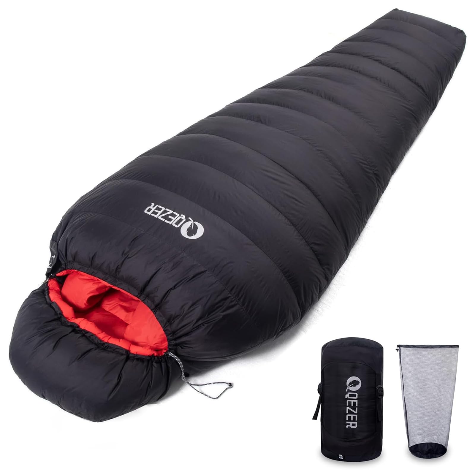 

QEZER Down Sleeping Compact Mummy Down Winter Sleeping 400T Ideal for Outdoor Car and Emergency Preparedness Bag, Style, 900g/1200g Fill, Bag, 600FP,