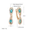 New  Rose Gold Color Drop Earring For Women Fashion Jewelry Blue Natural Zircon Long Earring Fine Wedding Jewelry