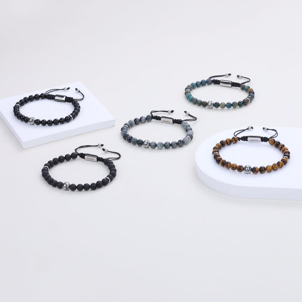 GAVU 6mm Tiger Eye Power Stone Prayer Beads Bracelet for Men, Increases Wealth and Good Fortune