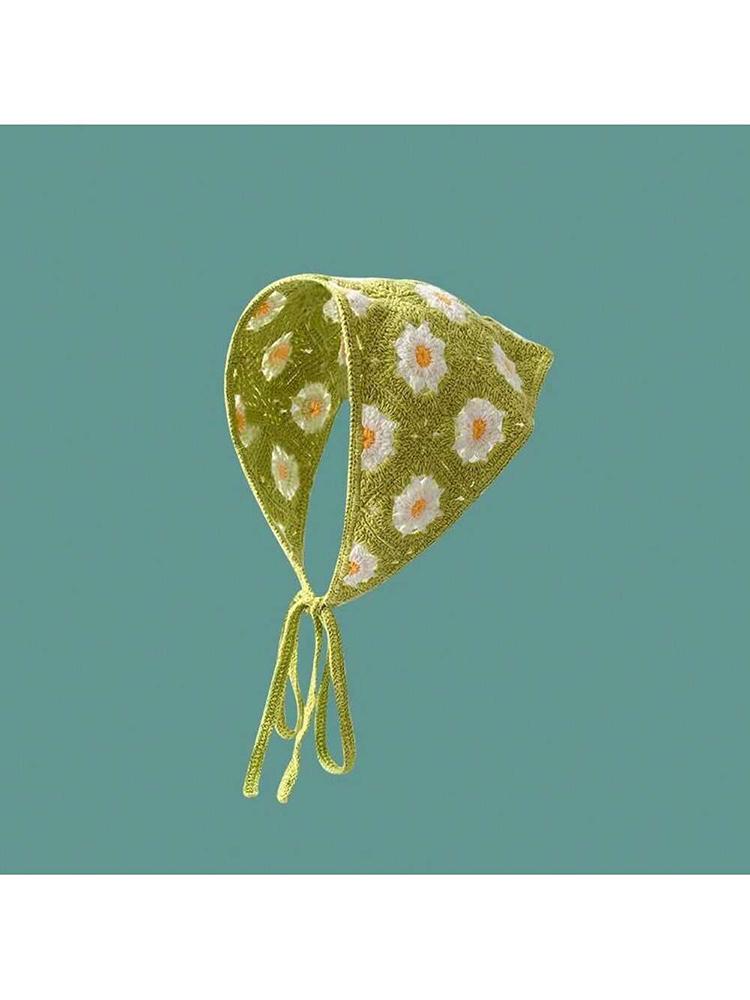 

Вязаный ажурный треугольный шарф в корейском стиле с крючком в виде цветка, модный и милый, летняя дорожная повязка на голову для девушки