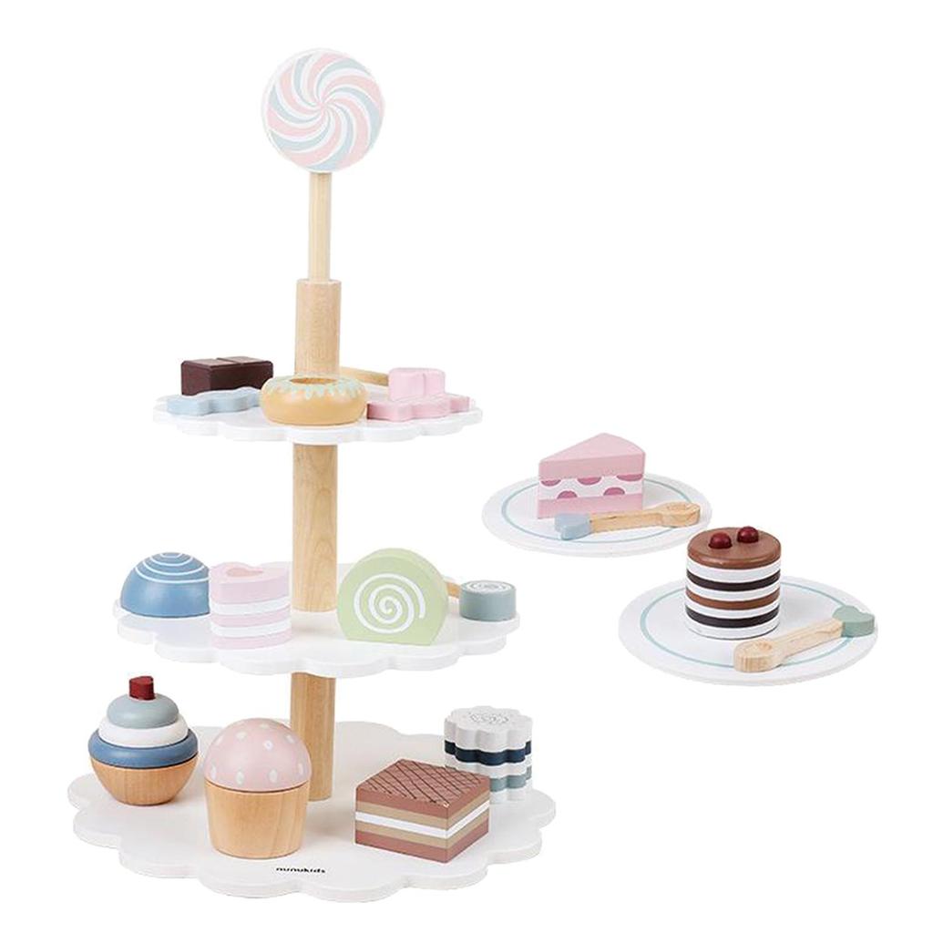 2 Pretend Food Set Play Desserts Cake and Donuts - Birthday Gifts Toy for Boys, Girls,