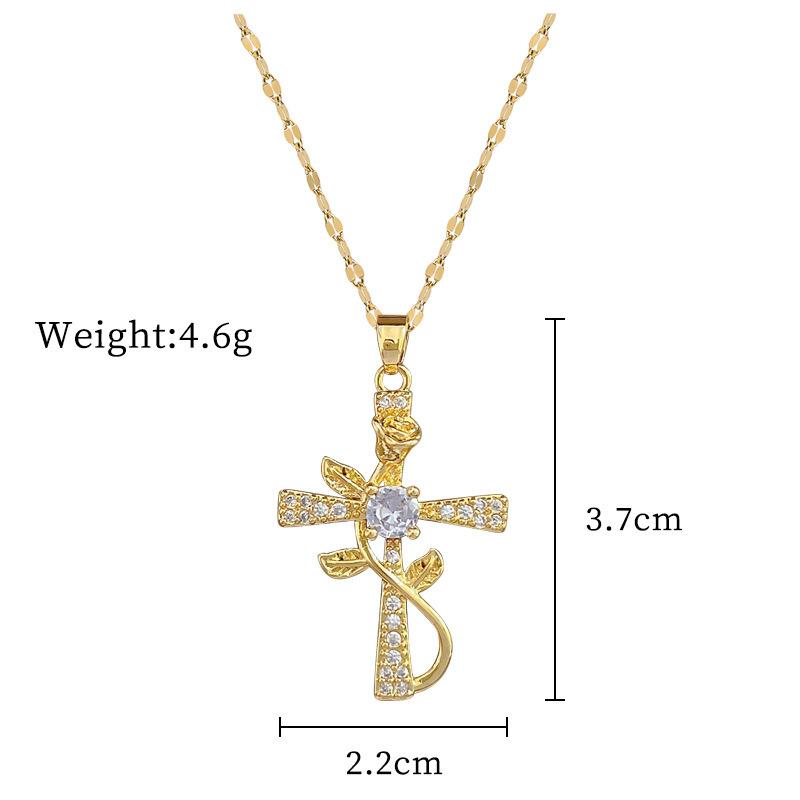 Lucky Necklace Women'S Copper Micro-Inlaid Real Gold Electroplating Simple And Exquisite Clavicle Chain Neck Chain