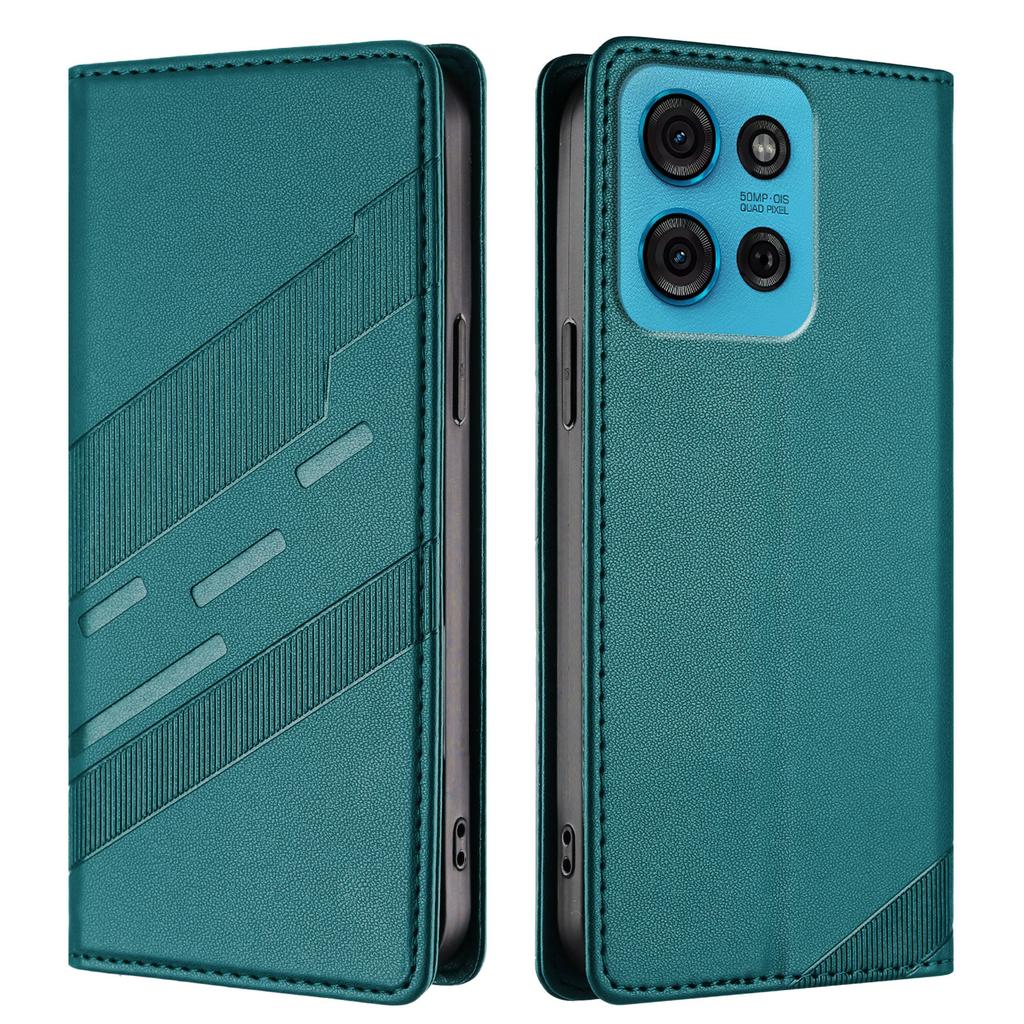 Für Motorola Moto G75 5G Handyhüllen Punk Stil Geprägtes Wallet Ständer Lederhülle