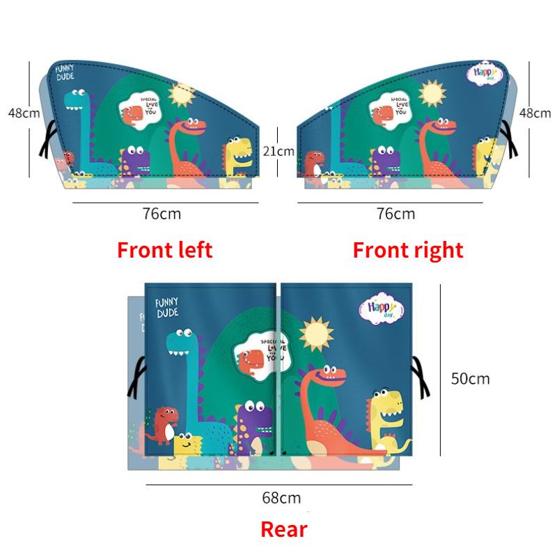 1PC Double-layer Magnetic Car Side Window Sunshade Sunscreen Heat Insulation  Curtains Cartoon Pattern Blinds Cover Sun Shade