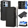 For Xiaomi Poco X6 5G/Xiaomi Redmi Note 13 Pro 5G Leather Case 9 Card Slots Zipper Wallet Stand Phone Cover with Wrist Strap