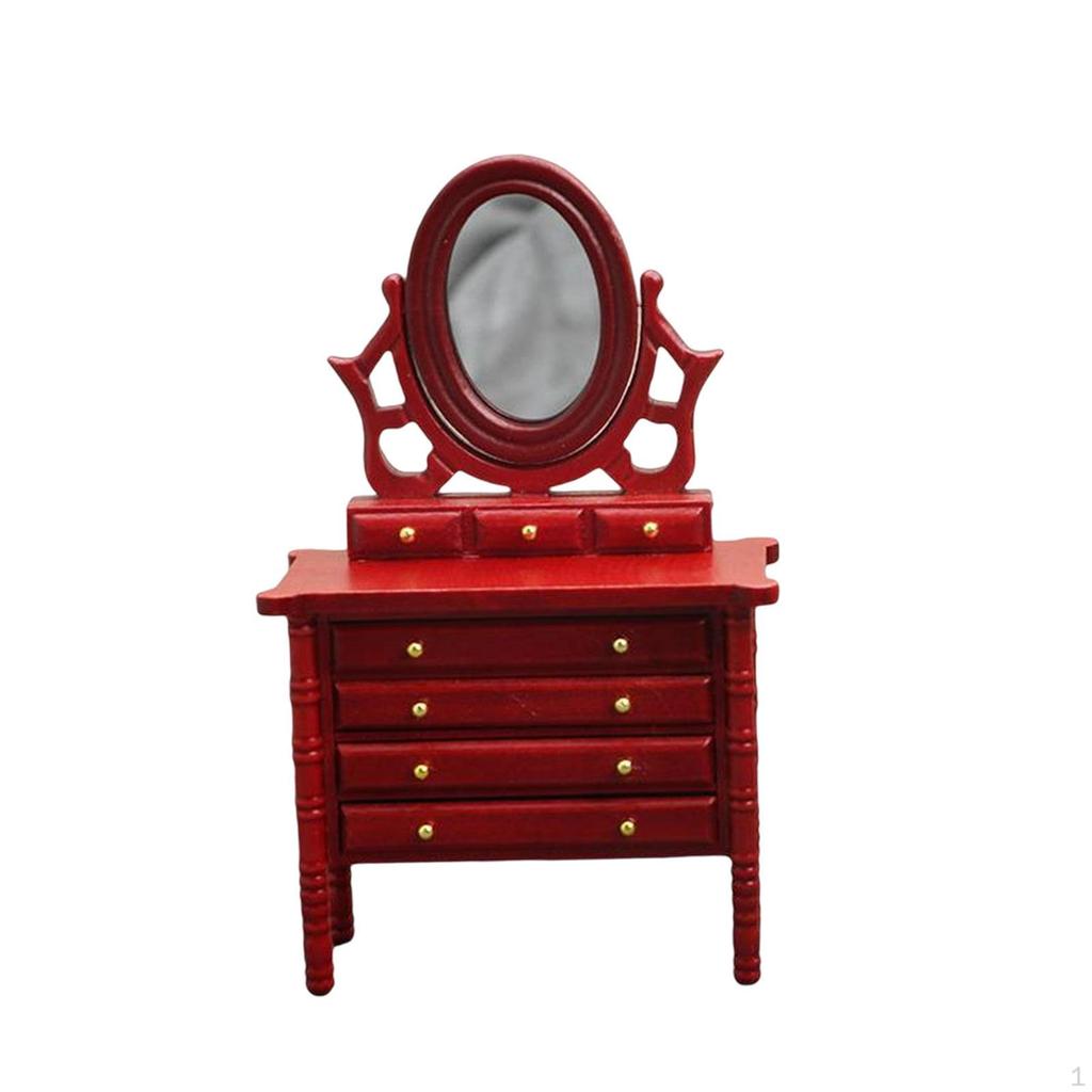 1/12 Dollhouse Miniature Dresser Decoration Accessories Mirror Table