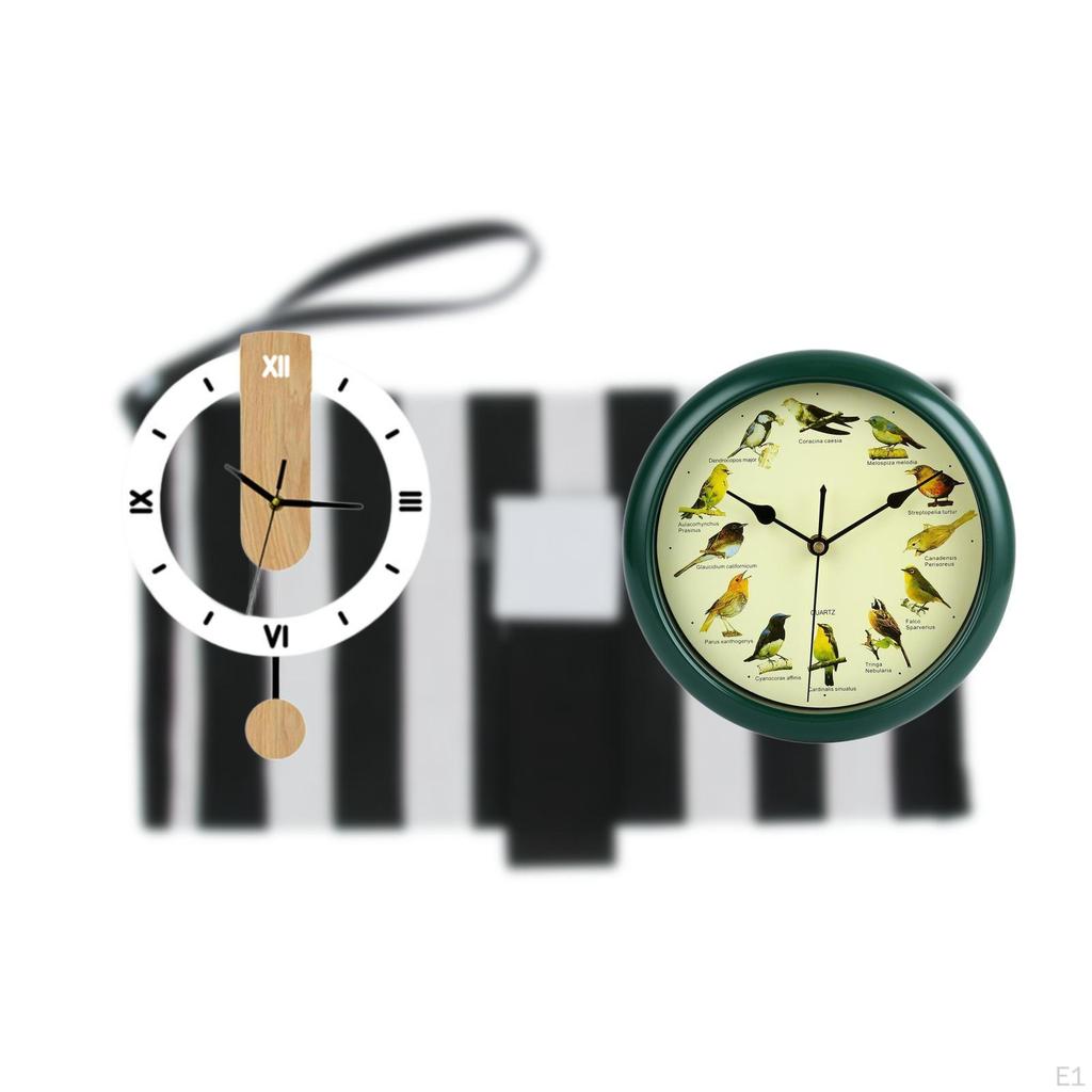 Wall Clock Acrylic Ornament Musical Birds Hanging Sound Large Roman Numerals Silent