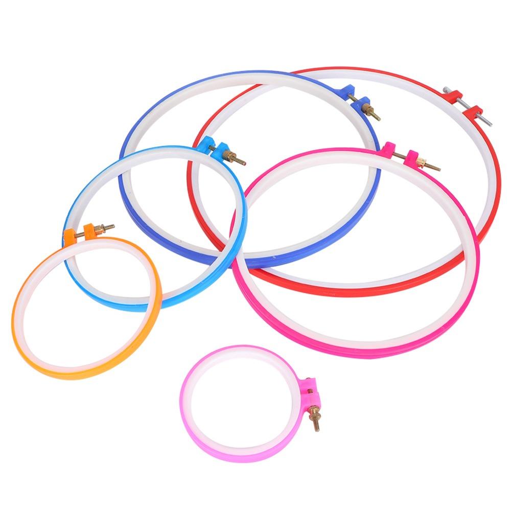 6pcs Circle Shape Embroidery Hoop Set Plastic Plastic Embroidery Hoop For Decoration