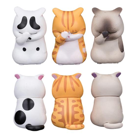1/3Pcs Covering Face Cartoon Cat Ornament PVC Mini Kitten Figurine Statue Animal Sculpture Model Home Office Desktop Decoration