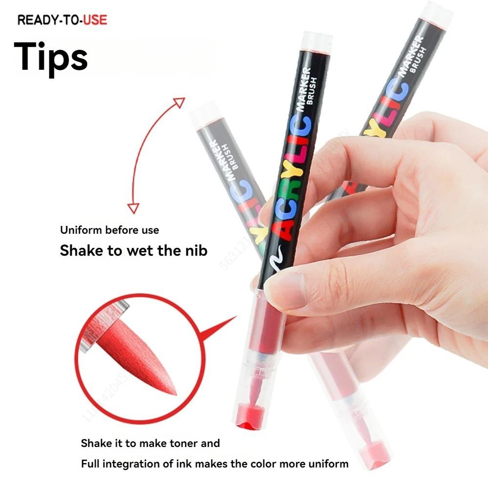 12-288 Colors Acrylic Paint Pen Marker Brush Tip Paint Marker For Rock Painting Wood Canvas Stone Christmas Gift DIY Craft
