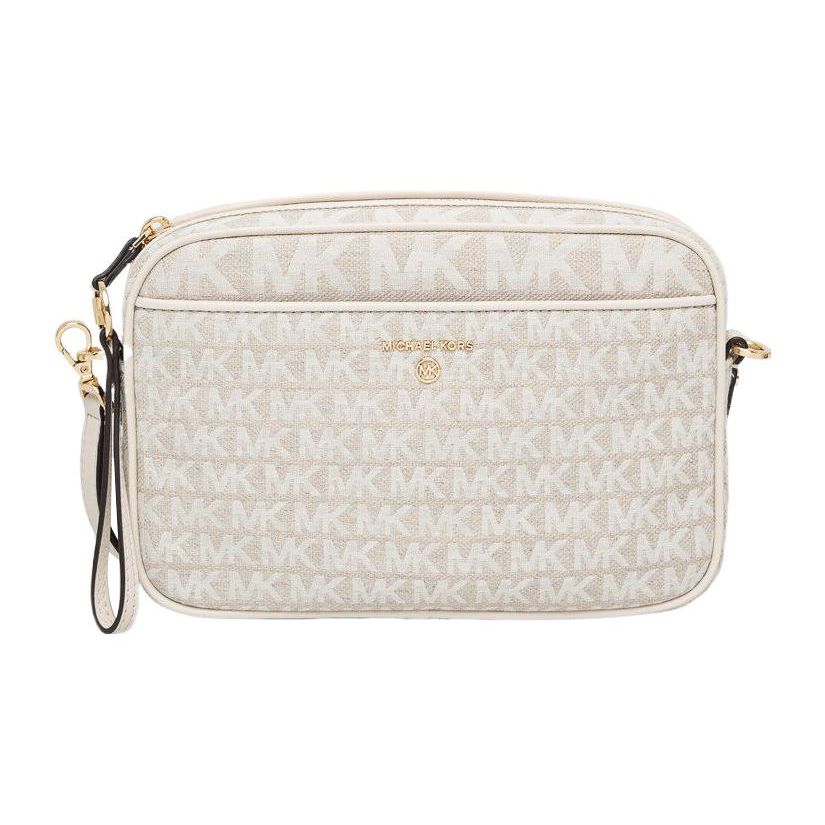 Michael Kors Mk Jet Set Charm Classic Logo Pattern Round Logo Camera Bag Women Shoulder Bag Off-White 32T2GT9C7I-270 Basic Set (Bag+Dust Bag)