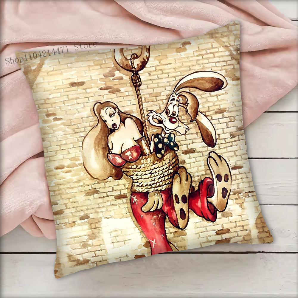 Cartoon Animation R-Roger R-Rabbit Pillow Case Square Bedroom Sofa Leisure Comfort Cushion Car Living Room Home Decoration