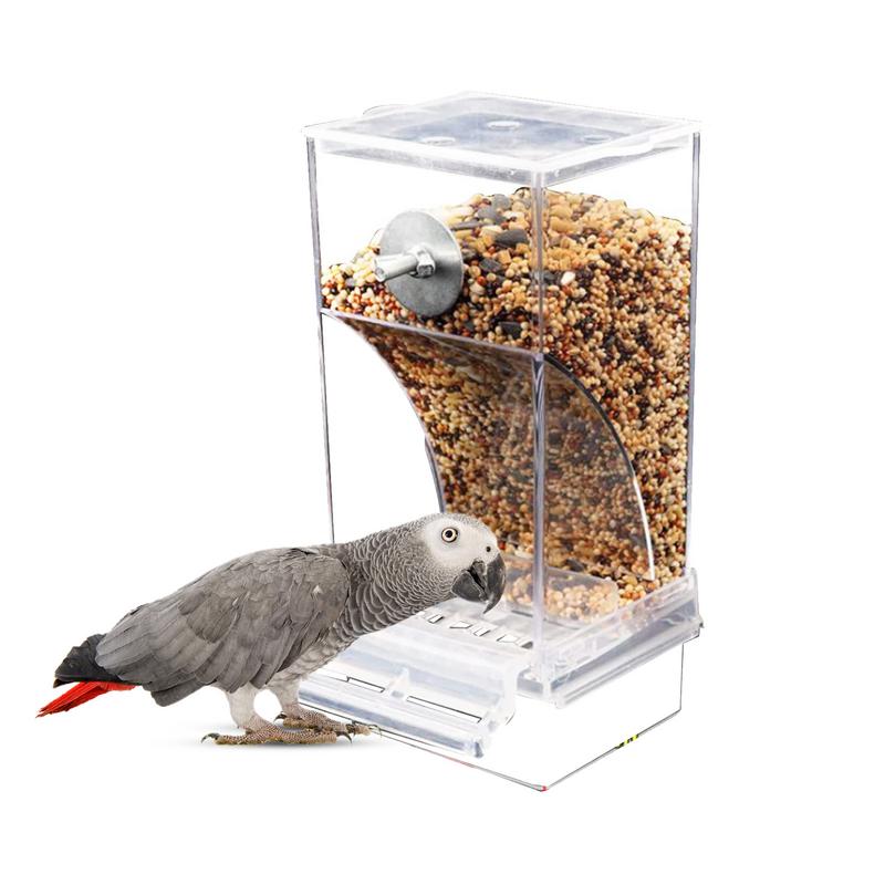 Bird Cage Feeder Cup Bowls Automatic Parrot Seed Feeders Hanging Food Dispenser Transparent Container For Canary Small Cockatiel