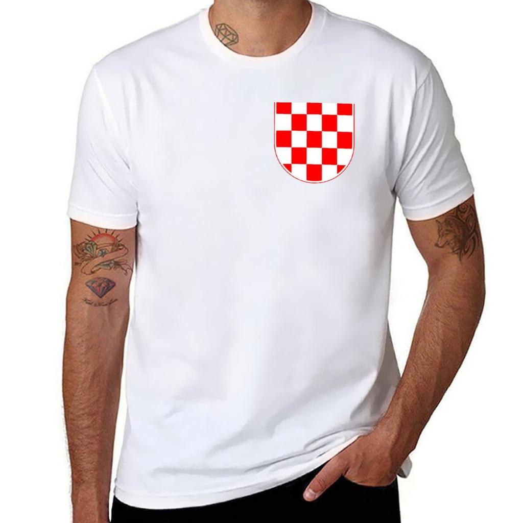 Croatian Checkerboard Croatia Coat Of Arms Tshirt Plus Size Workout Short Sleeve Top Tshirt