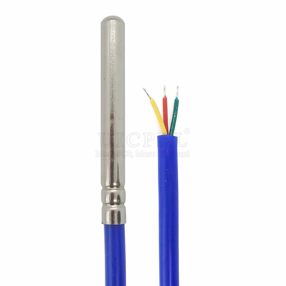 DS18B20 Temperature Sensor Probe 304 1M Length Stainless Steel 6*50MM OD 5.0MM Waterproof Dustproof PVC SL Sensors Cable Replacement Sensors2