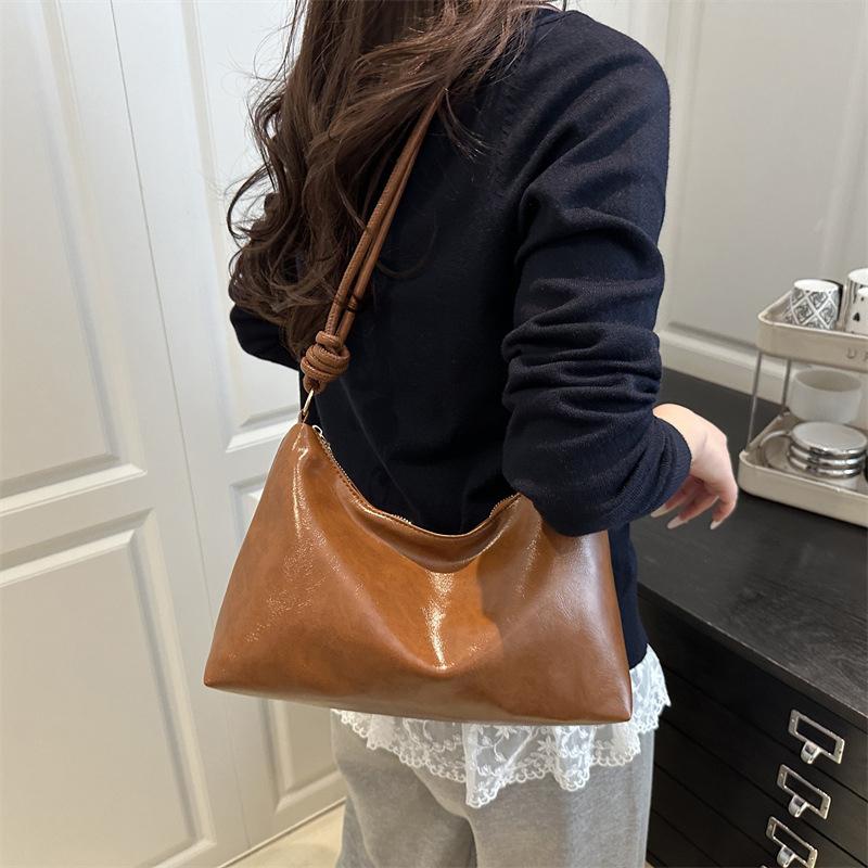 New Fashionable Women's Bag High-end Soft Leather Texture Single Shoulder Bag Women's Crossbody Bag Geometric Wide Shoulder