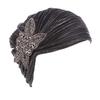Nové dámské zlaté stříbrné turbanové čepice chemo bandana hidžáb plisovaná indická čepice turbante klobouk dámský šátek na vlasy muslimská pokrývka hlavy
