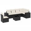 7-teiliges Gartensofa-Set mit Kissen Schwarzes Poly-Rattan