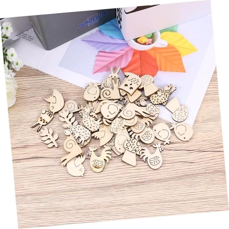 50PCS Mushroom Wooden Cutouts, DIY Craft Embellishments, Unfinished Wood Shapes for Home Decor, Scrapbooking, and Crafts