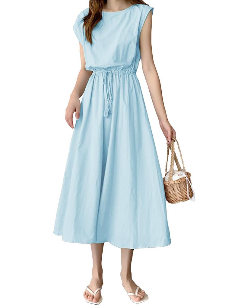 Sorosis Casual Crew Long Relaxed Perfect for Casual and Special Summer Size Small Women's Dress, Sleeveless, A-Line, Knee-Length, Flared, Neck, Dress,
